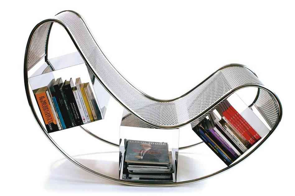 Dondola: A particularly curvy rocking chair designed by Pucci de Rossi features book storage areas under the seat.