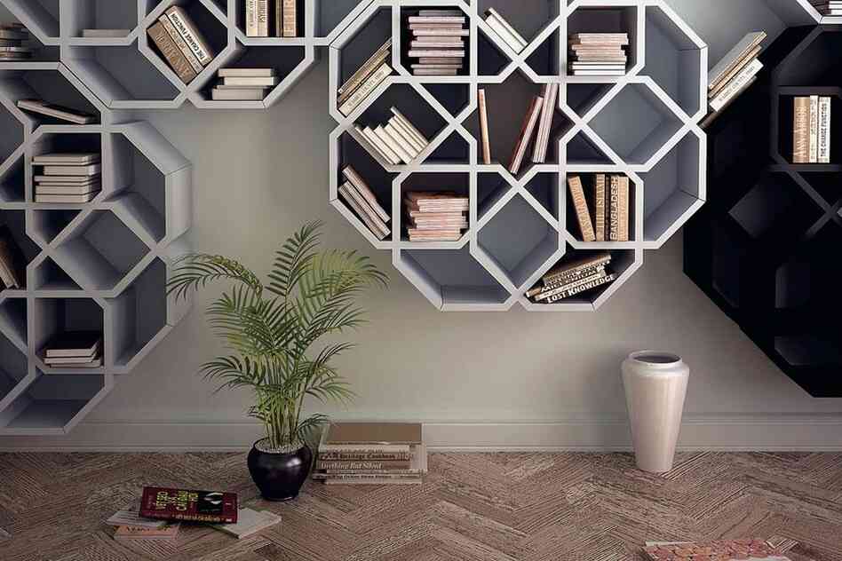Zelli and MiniZelli: These shelves are inspired by the zellige mosaics that designer Younes Duret remembers seeing on living room walls during his childhood in Morocco.