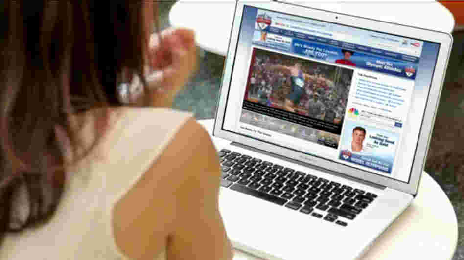 Live video of every event at this summer's Olympics will be streamed online — but NBC's free service will require a password from a cable or satellite provider. In this snapshot from an NBC video, a woman watches video on her laptop.