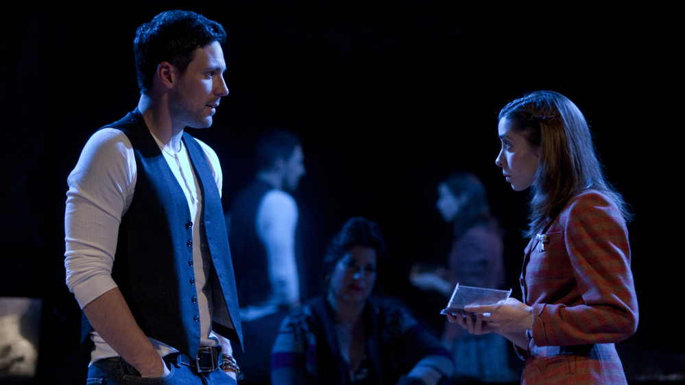 In Once, based on the cult-favorite Irish indie movie, a guy (Steve Kazee) and a girl (Cristin Milioti) fall in love during a whirlwind week of songwriting in Dublin. The show has earned 11 Tony nominations, including two for its leads.
