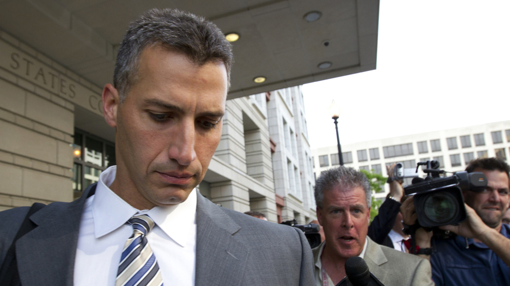 Andy Pettitte leaves the federal court in Washington, D.C., Tuesday. Pettitte took the stand in the retrial of Roger Clemens on charges that Clemens lied when he told Congress in 2008 that he had never used steroids or human growth hormone.
