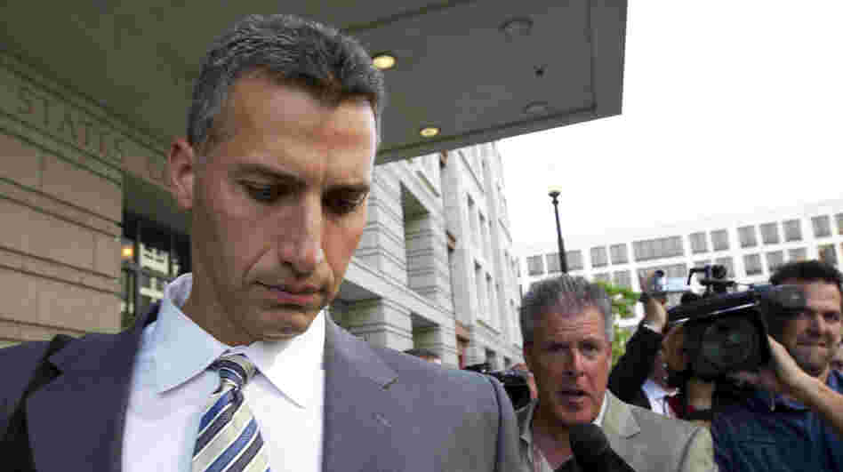 Andy Pettitte leaves the federal court in Washington, D.C., Tuesday. Pettitte took the stand in the retrial of Roger Clemens on charges that Clemens lied when he told Congress in 2008 that he had never used steroids or human growth hormone.