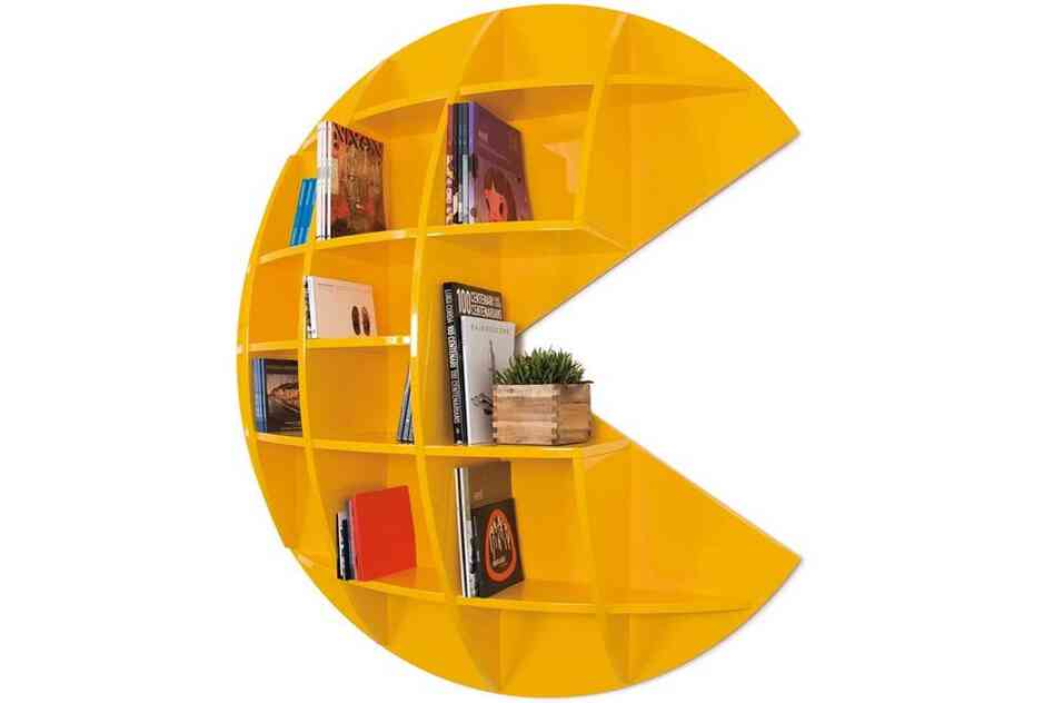 Puckman: This striking bookcase is a tribute to the cult 1980s video game of nearly the same name.