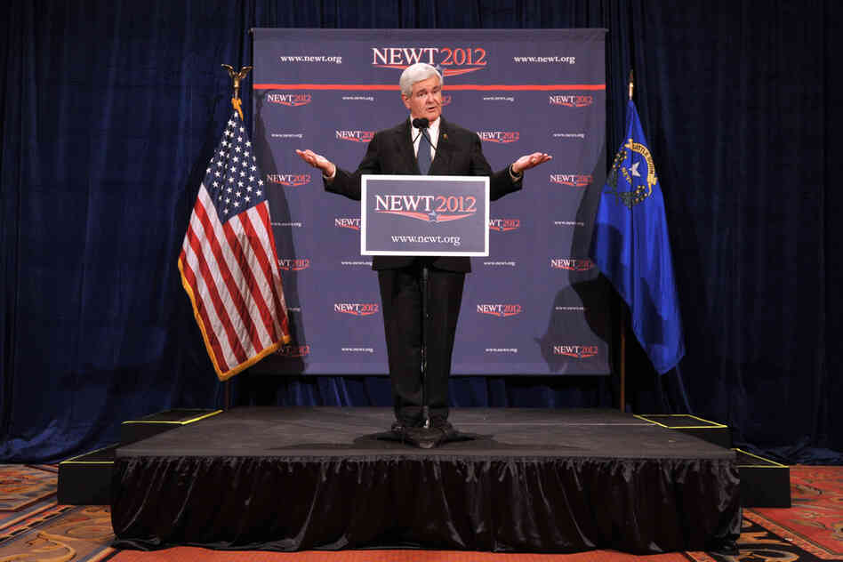 In Las Vegas on Feb. 4, Gingrich holds a press conference after finishing second to Mitt Romney in the Nevada caucuses. 