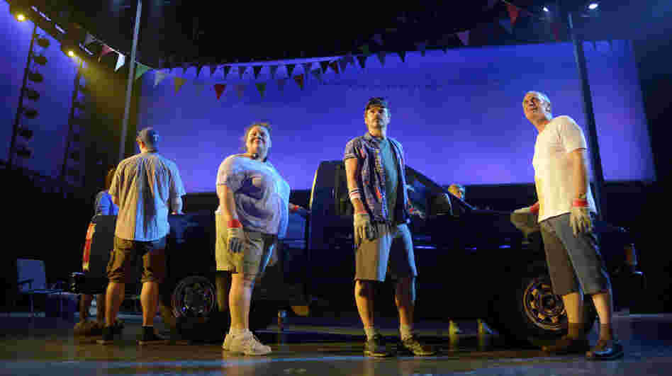 Hands on a Hardbody adapts a 1997 documentary about a competition at a Texas car dealership: The last person standing with a hand on the fully loaded truck wins. Keala Settle, Hunter Foster and Keith Carradine each play a character with something to prove. Hands on a Hardbody adapts a 1997 documentary about a competition at a Texas car dealership: The last person standing with a hand on the fully loaded truck wins. Keala Settle, Hunter Foster and Keith Carradine each play a character with something to prove.