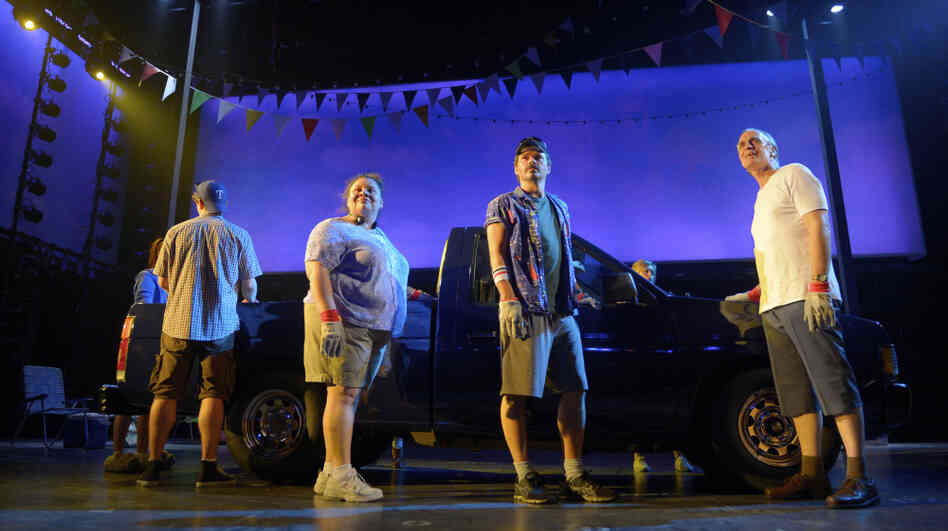 Hands on a Hardbody adapts a 1997 documentary about a competition at a Texas car dealership: The last person standing with a hand on the fully loaded truck wins. Keala Settle, Hunter Foster and Keith Carradine each play a character with something to prove. Hands on a Hardbody adapts a 1997 documentary about a competition at a Texas car dealership: The last person standing with a hand on the fully loaded truck wins. Keala Settle, Hunter Foster and Keith Carradine each play a character with something to prove.