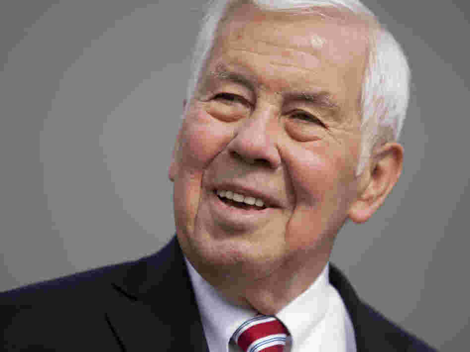 Sen. Richard Lugar, R-Ind., speaks to reporters Monday in South Bend, Ind. Lugar, a 36-year veteran of the Senate, is engulfed in a primary battle with Indiana State Treasurer Richard Mourdock, a Tea Party favorite.