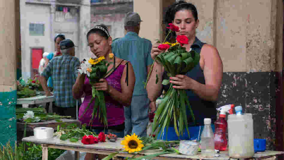 Two self-employed florists prepare bunches of flowers in Havana last year. The Cuban government is stepping up economic reforms and estimates that in four or five years, nearly half the workforce will be employed in the private sector. Two self-employed florists prepare bunches of flowers in Havana last year. The Cuban government is stepping up economic reforms and estimates that in four or five years, nearly half the workforce will be employed in the private sector.