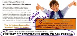 The YG Network sent out mailers to Indiana voters in support of Sen. Richard Lugar, who is being challenged in the GOP primary. Some conservatives objected to the way the mailer seemed to encourage Democrats and independents to vote in the primary — including a reader of William Jacobson's Legal Insurrection blog, who sent this marked-up version to him.