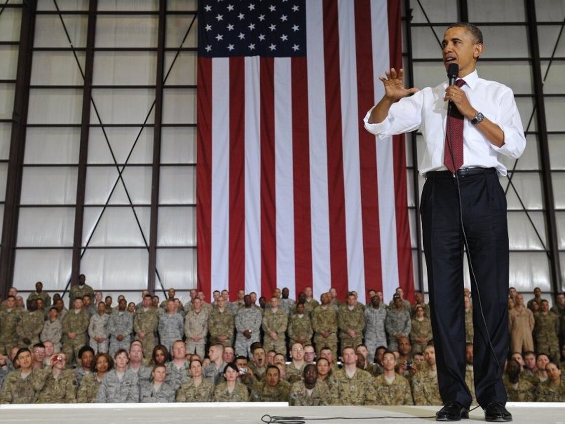 During his brief visit to Afghanistan, President Obama spoke to troops at Bagram Air Field north of Kabul.