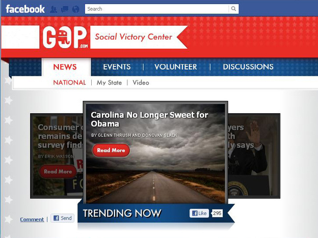 An image from the Republican National Committee's Facebook "Social Victory Center" app.
