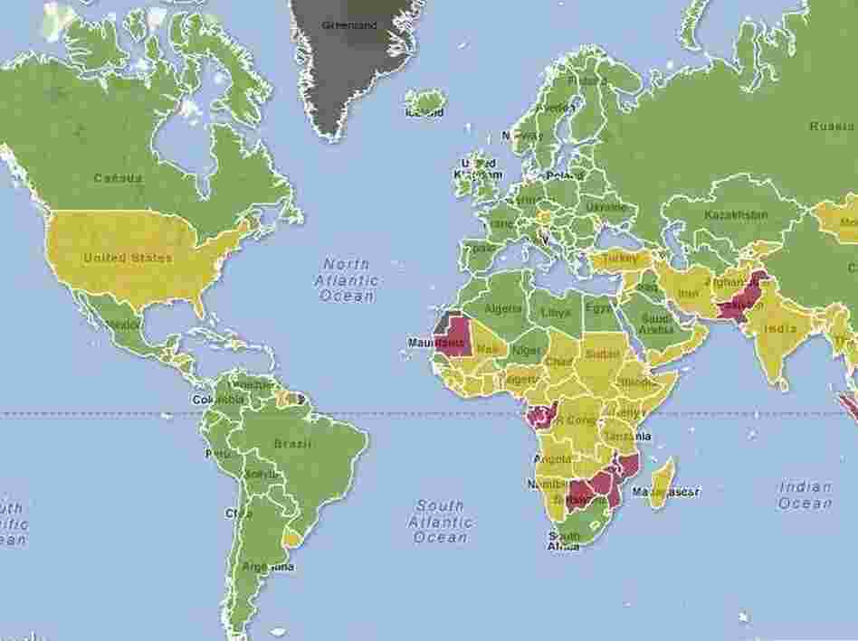 Premature births are lowest in countries that are green. Red signals those with the worst problems.