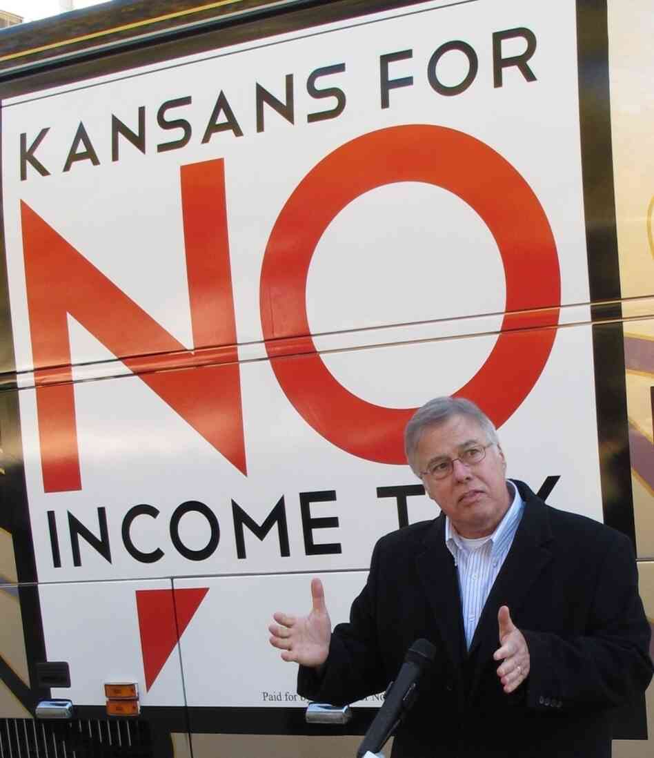 Kansas state Rep. Joe Patton, a Topeka Republican, talked about proposals to eliminate the state's income tax during a November news conference. Kansas state Rep. Joe Patton, a Topeka Republican, talked about proposals to eliminate the state's income tax during a November news conference.