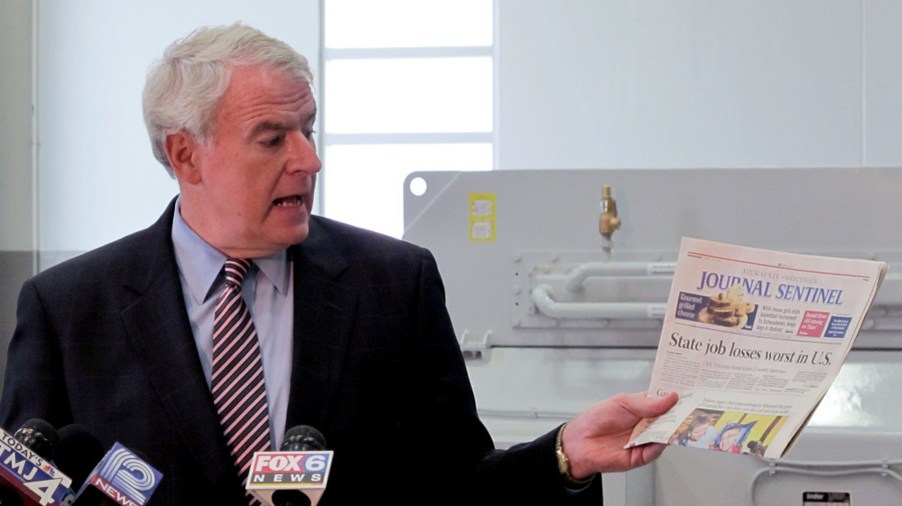A new poll shows Milwaukee Mayor Tom Barrett leading among Democrats vying to challenge Republican Gov. Scott Walker in a recall election in June. The Democratic primary is Tuesday.
