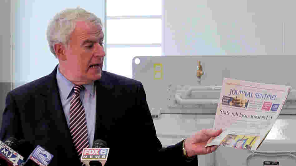 A new poll shows Milwaukee Mayor Tom Barrett leading among Democrats vying to challenge Republican Gov. Scott Walker in a recall election in June. The Democratic primary is Tuesday.