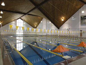 The pool at Bryn Mawr College's Bern Schwartz Fitness and Athletic Center. Bryn Mawr is one of a handful of colleges that requires students to pass a swimming test to graduate. The pool at Bryn Mawr College's Bern Schwartz Fitness and Athletic Center. Bryn Mawr is one of a handful of colleges that requires students to pass a swimming test to graduate.