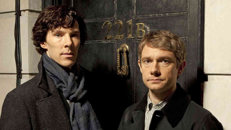 Benedict Cumberbatch (left) plays Sherlock Holmes — of London's 221B Baker St. — opposite Martin Freeman's Dr. Watson.