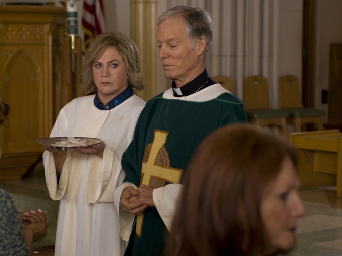 Eileen, otherwise a kind and devout Catholic, wades into morally questionable territory when she tries to present an untroubled family life for the benefit of her priest (Richard Chamberlain).