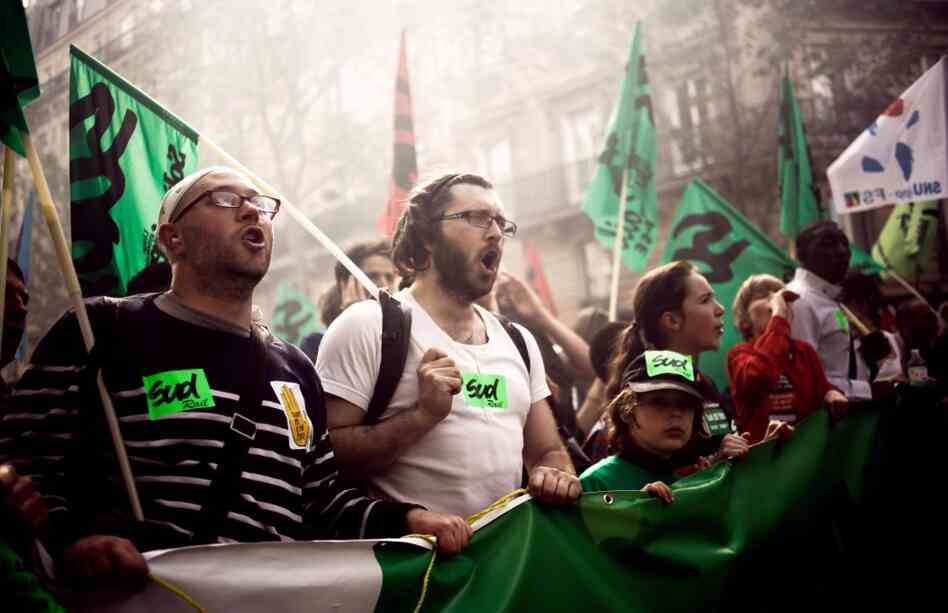 Tens of thousands of people in Paris used the annual May Day workers' events this year to denounce the world of finance amid the Europe-wide debt crisis. If elected, France's Socialist presidential challenger, Francois Hollande, says he will pursue a growth-oriented strategy.