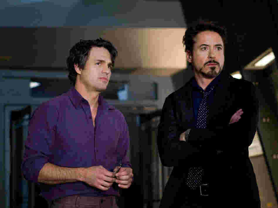Mark Ruffalo (left) and Robert Downey Jr. are both helped by ample amounts of CGI to transform into the Hulk and Iron Man, respectively.