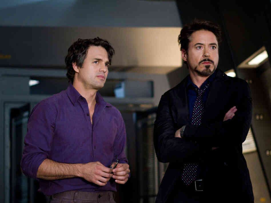 Mark Ruffalo (left) and Robert Downey Jr. are both helped by ample amounts of CGI to transform into the Hulk and Iron Man, respectively.