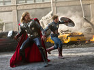 Thor (Chris Hemsworth, left) and Captain America (Chris Evans) join up with Iron Man and the Hulk to save the Earth in The Avengers. Thor (Chris Hemsworth, left) and Captain America (Chris Evans) join up with Iron Man and the Hulk to save the Earth in The Avengers.