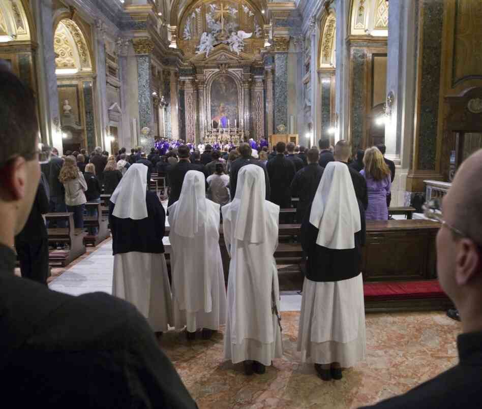 American nuns attend Mass at Sant'Apollinare in Rome. The umbrella group that represents the majority of the approximately 56,000 U.S. nuns plans to meet later this month to discuss its response to a Vatican reprimand.