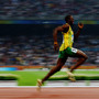 Jamaica's Usain Bolt shattered world records in the 100 and 200 meter races at the 2008 Beijing Olympics. Shown here in the 200 meters at Beijing, he's looking to repeat this summer at the London Olympics and add another chapter to Jamaica's great tradition of sprinting. Jamaica's Usain Bolt shattered world records in the 100 and 200 meter races at the 2008 Beijing Olympics. Shown here in the 200 meters at Beijing, he's looking to repeat this summer at the London Olympics and add another chapter to Jamaica's great tradition of sprinting.