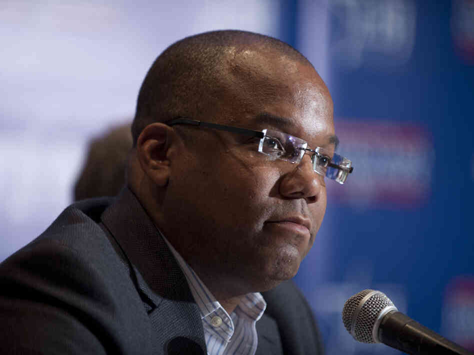 Kahlil Byrd discusses Americans Elect at the LBJ Library in February.