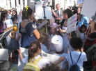 Moms and their kids protest a proposed ban on homemade food at bake sales in New York City schools at a rally near City Hall in 2010. One sign read, "I wanna get obese on my terms. No junk food." Moms and their kids protest a proposed ban on homemade food at bake sales in New York City schools at a rally near City Hall in 2010. One sign read, "I wanna get obese on my terms. No junk food."