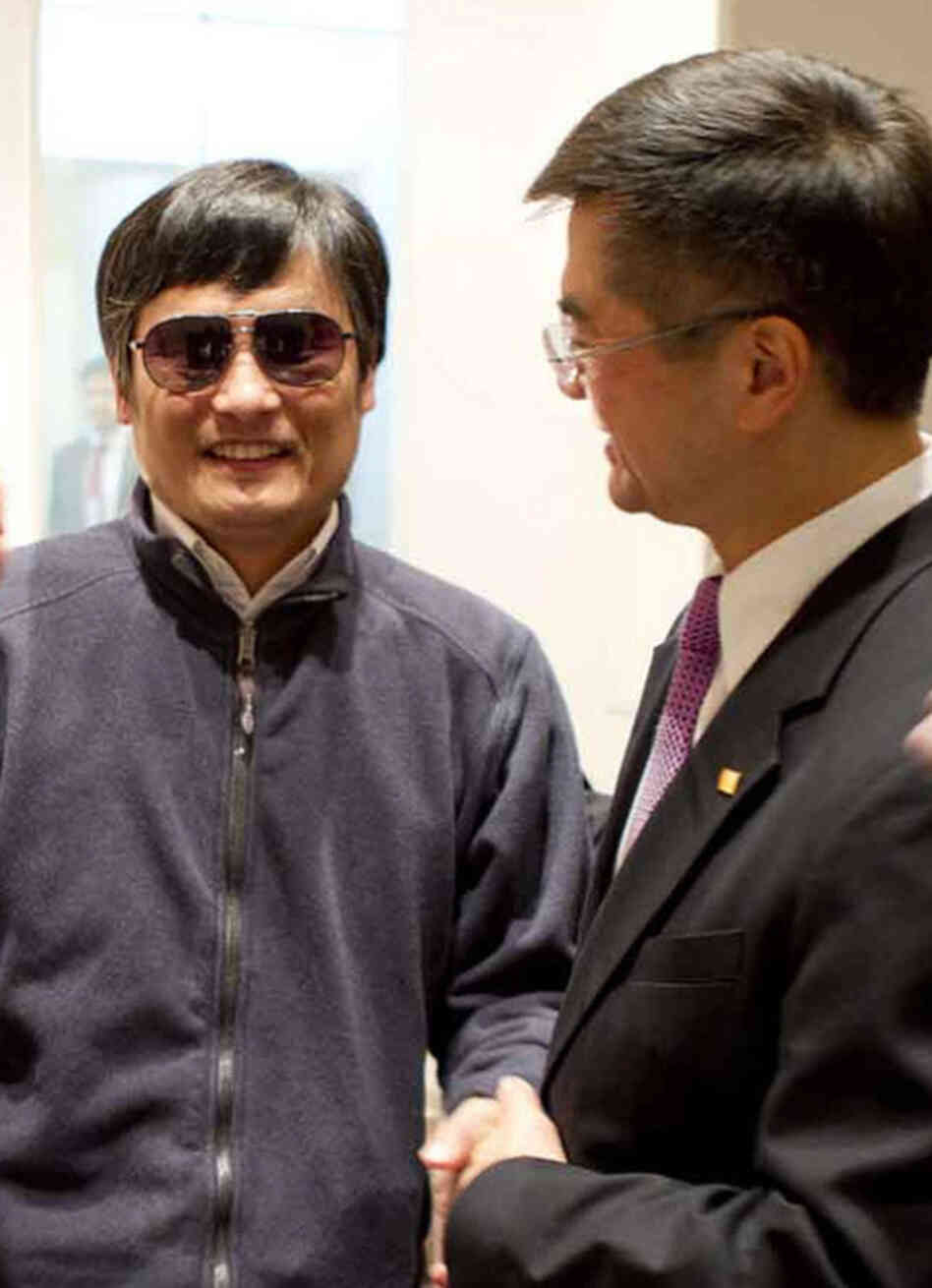 Chen Guangcheng, left, with U.S. Ambassador Gary Locke on Tuesday at the U.S. embassy in Beijing. Chen Guangcheng, left, with U.S. Ambassador Gary Locke on Tuesday at the U.S. embassy in Beijing.