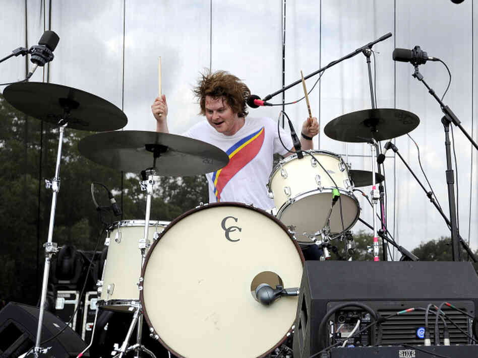 Michael Benjamin Lerner, drummer and lead singer for the band Telekinesis, performing live at Austin City Limits. Michael Benjamin Lerner, drummer and lead singer for the band Telekinesis, performing live at Austin City Limits.