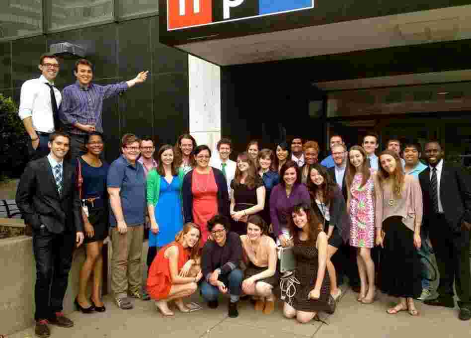 Spring interns celebrated a successful premiere outside NPR headquarters in Washington, D.C. Spring interns celebrated a successful premiere outside NPR headquarters in Washington, D.C.