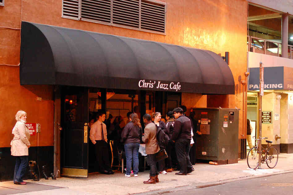 The scene outside Chris' Jazz Cafe on Sansom Street, after the last afternoon set and before Sean Jones' headlining performances.
