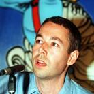 Adam Yauch speaks at a press conference before the 1998 edition of the Tibetan Freedom Concert in Washington, D.C.