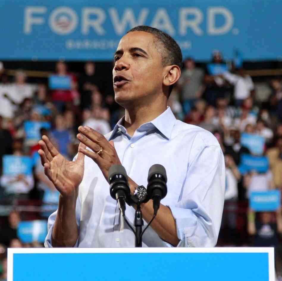 President Obama speaks during a campaign rally at Ohio State University, Saturday in Columbus, Ohio.
