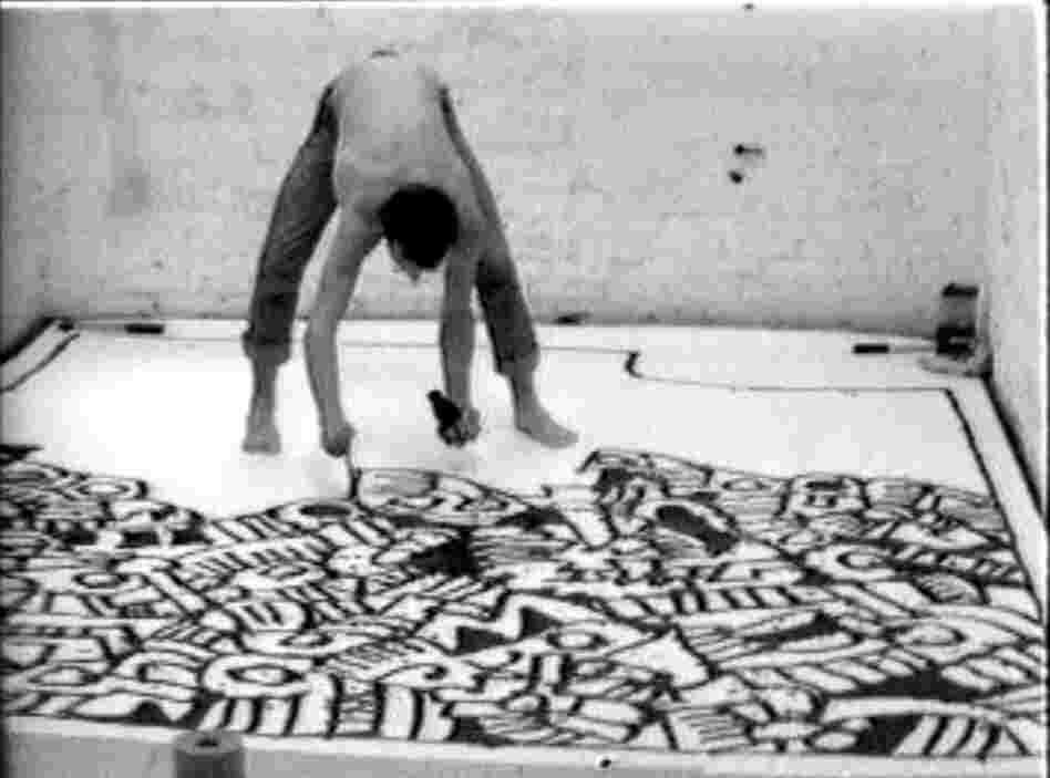 Still from the film Painting Myself into a Corner, 1979