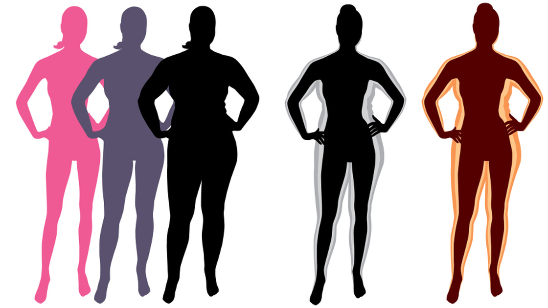 A changing silhouette shows how a woman's weight could change over time.