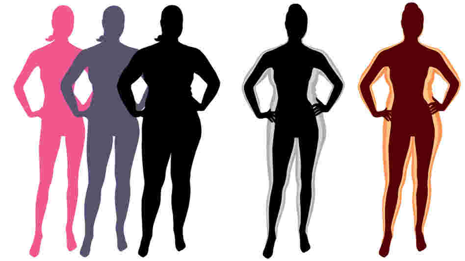 A changing silhouette shows how a woman's weight could change over time.
