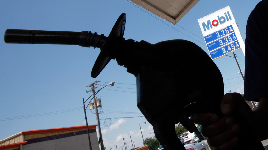 At an Exxon Mobil gas station in Chicago; July 29, 2010.