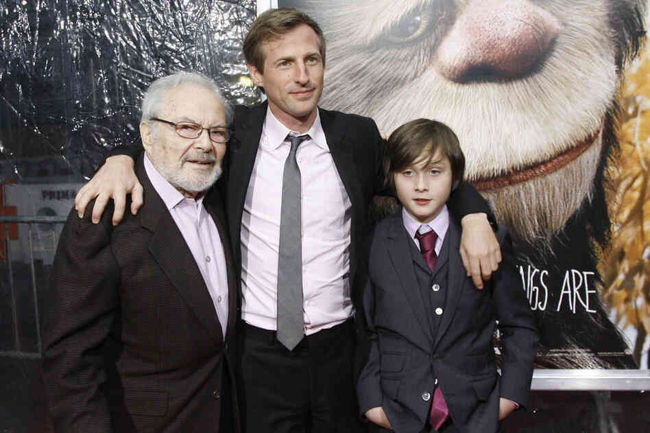 Sendak (from left), film director Spike Jonze and actor Max Records pose at the New York premiere of the film  Where The Wild Things Are in 2009. 