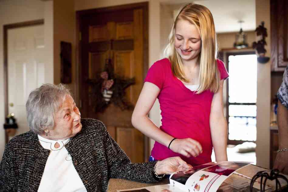 AnnaBelle enjoys a moment with her great-granddaughter and LaDonna's daughter, Lauren, 12. LaDonna says that having AnnaBelle at home has made both sets of children kinder and less self-centered.