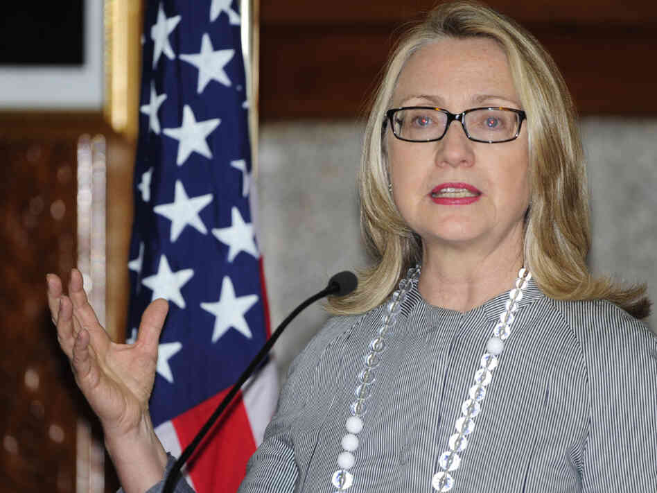 Secretary of State Hillary Rodham Clinton during a news conference in Dhaka, Bangladesh, on Saturday (March 5, 2012).