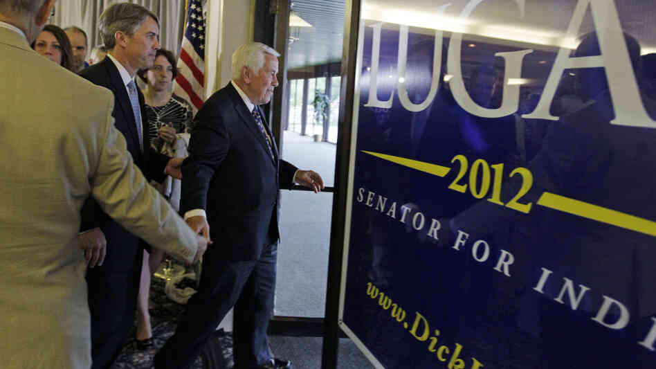 Sen. Richard Lugar leaves after giving his concession speech Tuesday night in Indianapolis. Lugar lost the Republican Senate primary to state Treasurer Richard Mourdock.