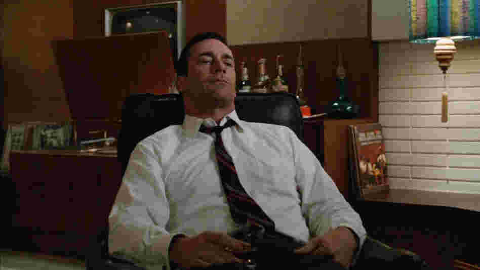 Don Draper (Jon Hamm) tries to relax as The Beatles' "Tomorrow Never Knows" plays on the stereo at the end of the latest episode of Mad Men.