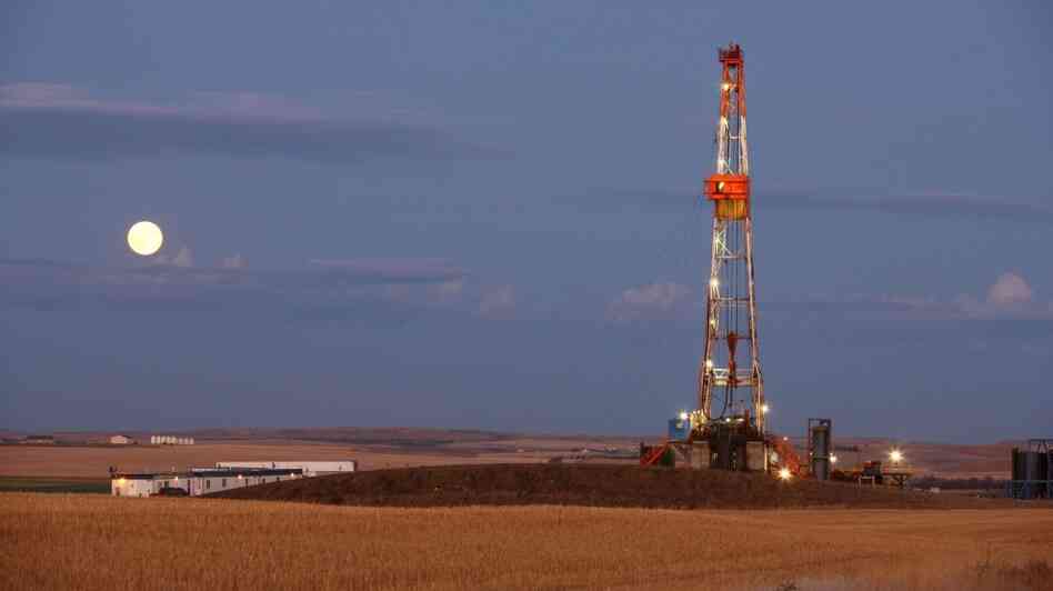 Oil and gas production in the U.S. is rising, and the U.S. is expected to be less dependent on foreign energy in the coming years. This oil drilling rig, shown in October 2011, is outside Watford City, N.D., a state that has seen a boom in energy production.