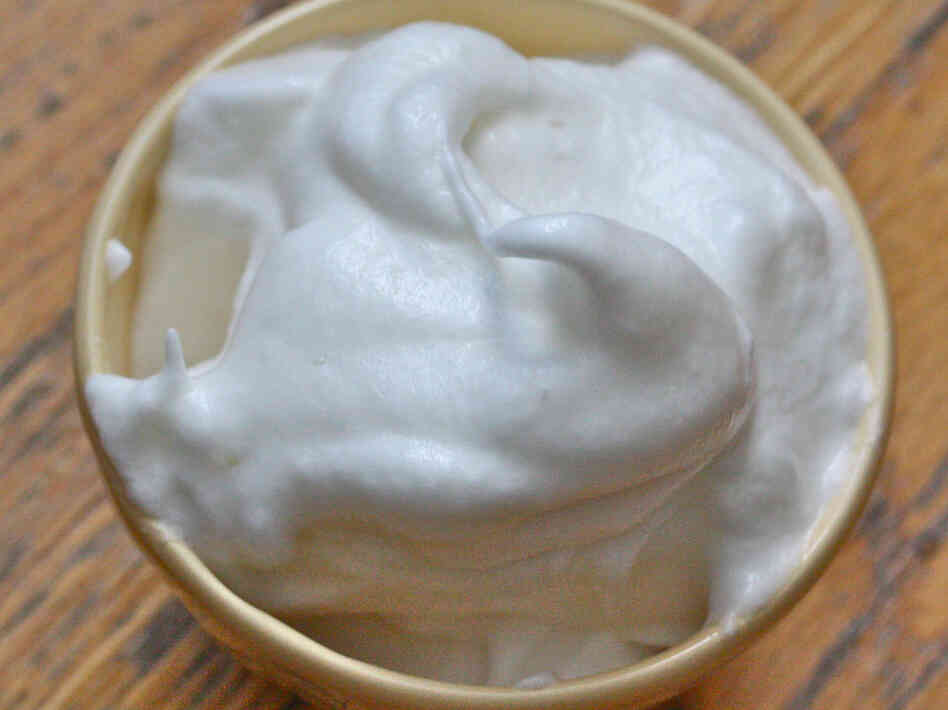 Egg whites whip up best at room temperature. Whipped into peaks, they'll be folded gently into the souffle base.