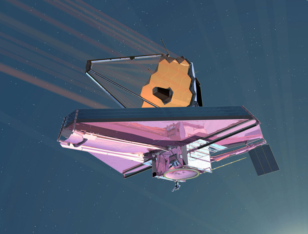 A 2007 artist's conception of the James Webb Space Telescope in operation.
