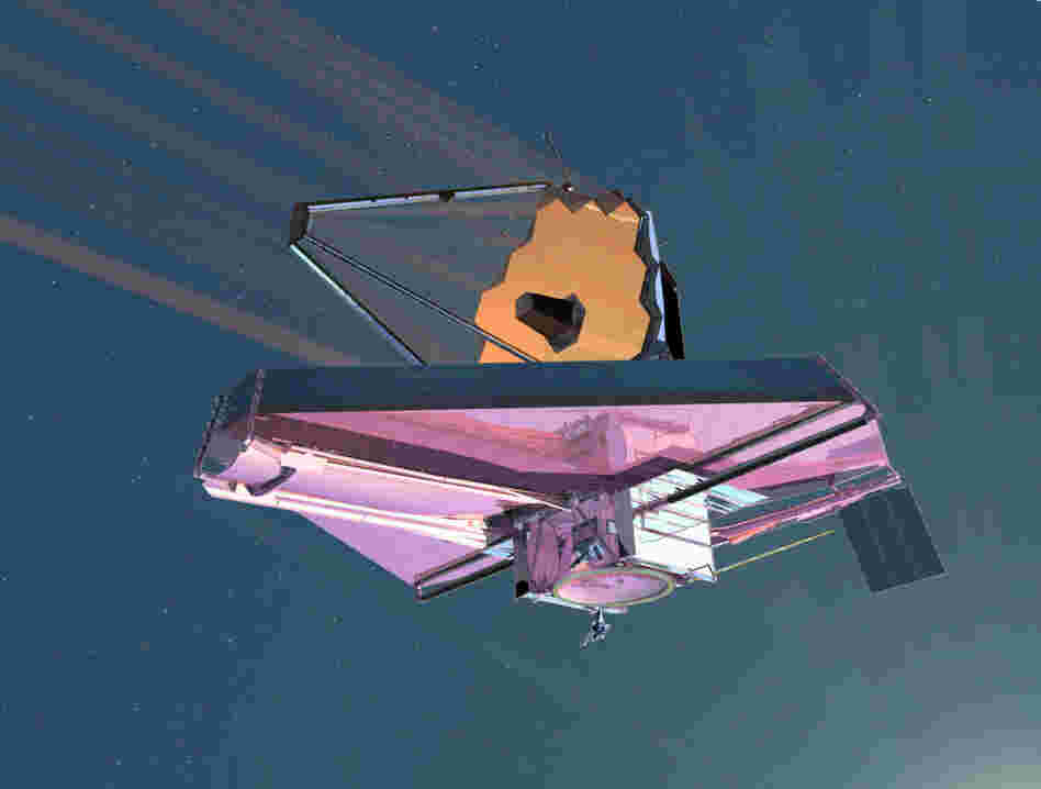 A 2007 artist's conception of the James Webb Space Telescope in operation.