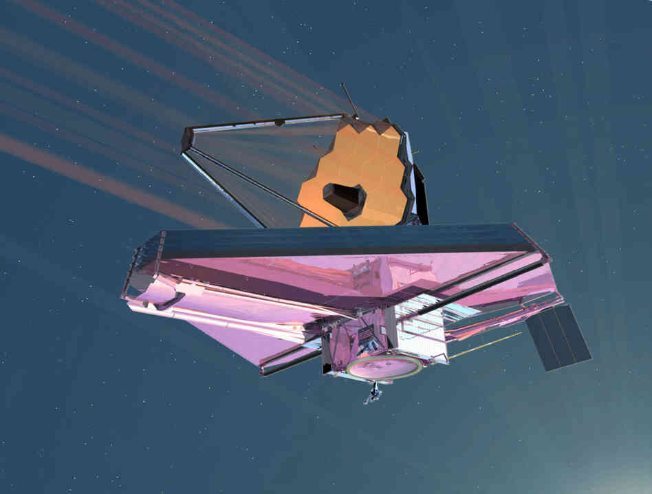 A 2007 artist's conception of the James Webb Space Telescope in operation.